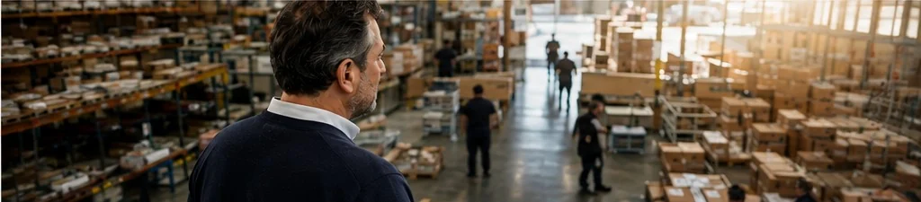 Dueño observando su operación funcionando mientras su equipo trabaja