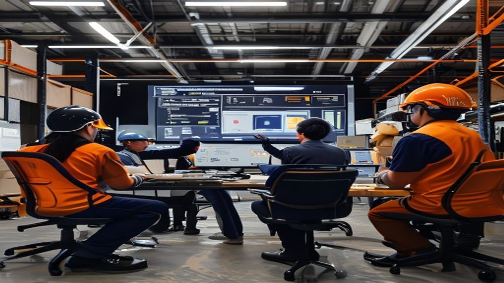 Equipo operacional revisando el dashboard de BienHR en una bodega — Chile